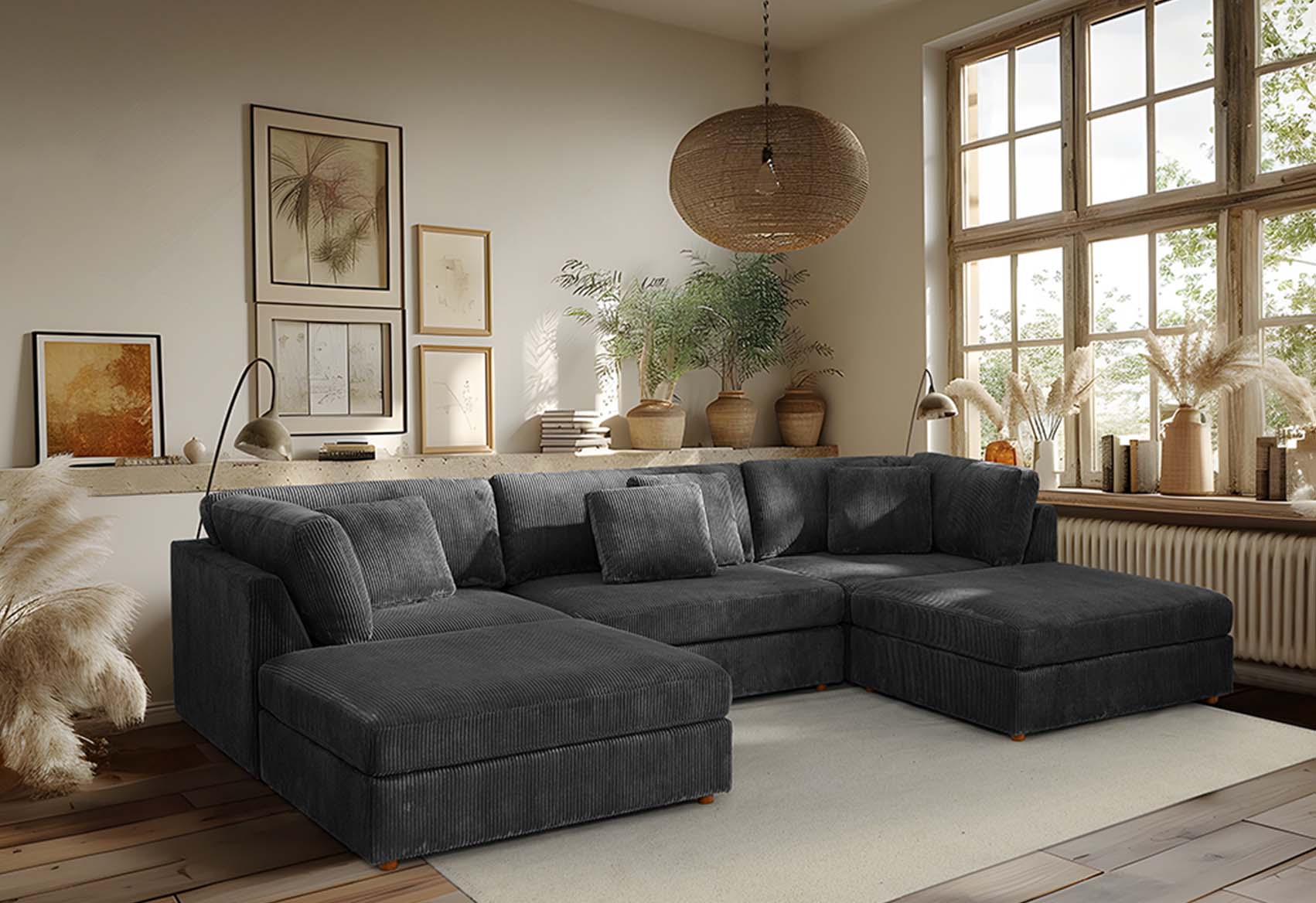 Elevate Your Living Space with Luxurious Corduroy Modular Sectional Sofas