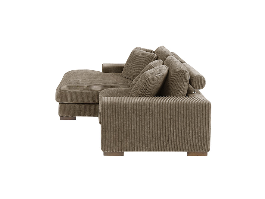 2 Modules Camel Brown Sofa with Chaise & Armrests