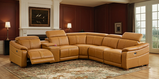 Leather-Matched L-Shape Sectional Couches