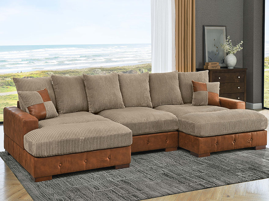 Modern 3-Seater Two-Tone Modular Sofa with Chaise