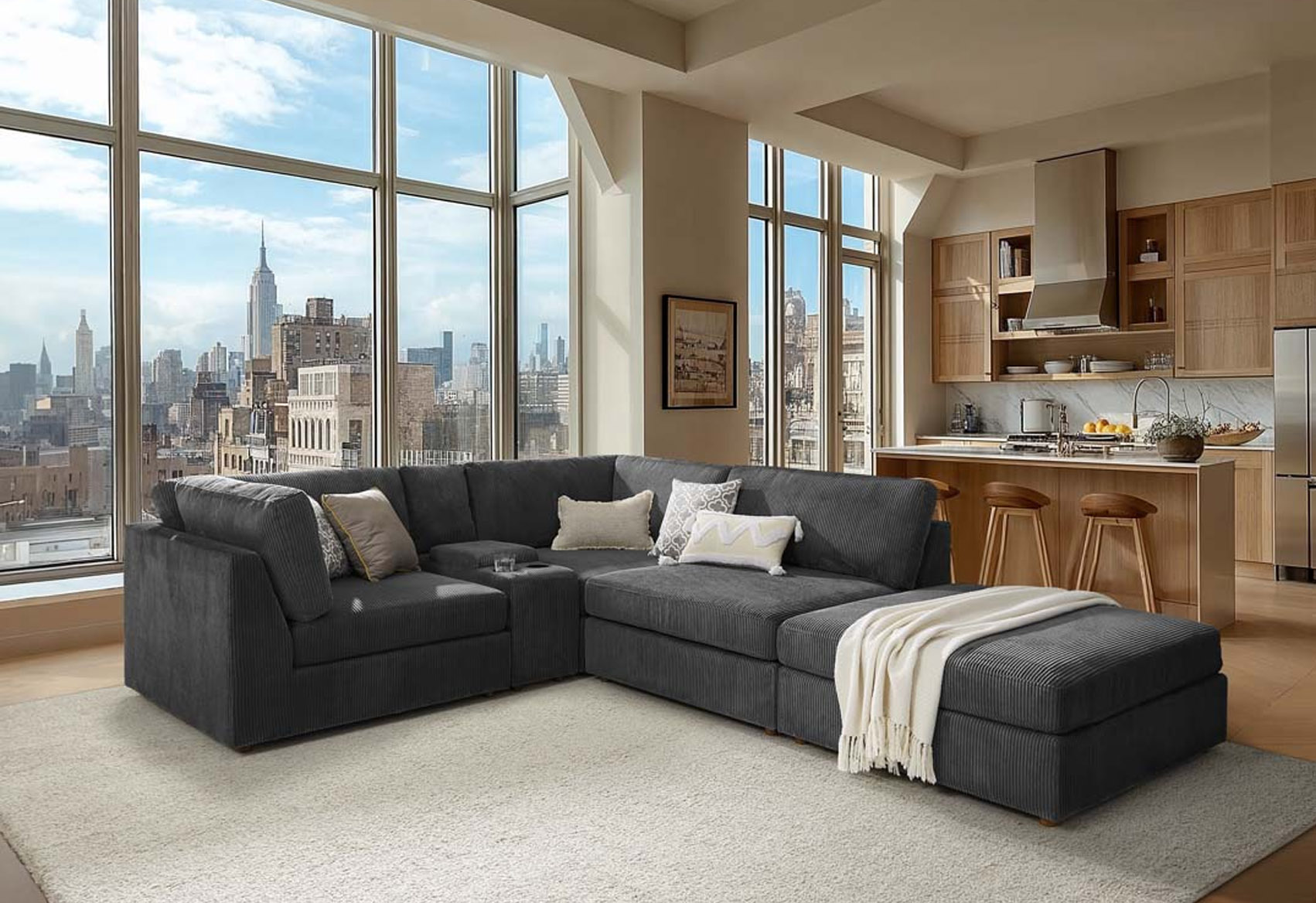 Styling an Open-Concept Living-Dining Space with a Modular Sofa