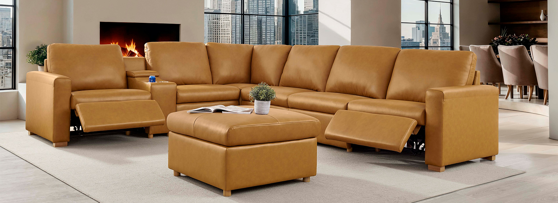 20% Off! Modular Leather Sectional – Power Recline & Cup Holders