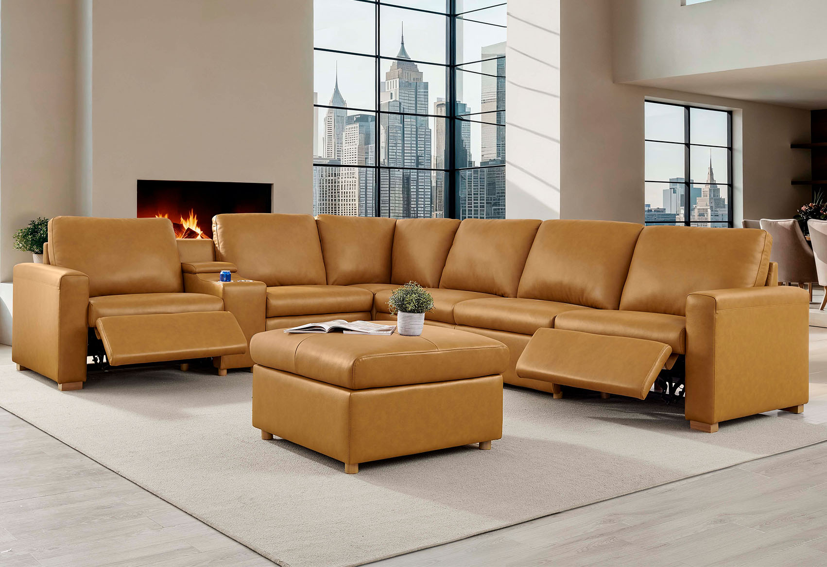 The Appeal of a Leather Modular Sofa with Ottoman