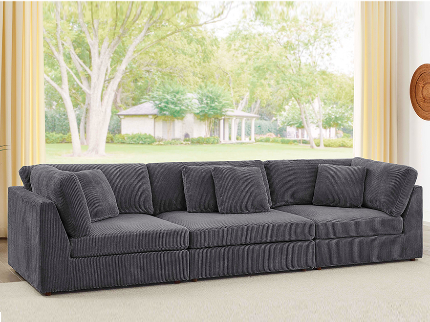 3 Seater Modern L-Shaped Couch Modular for Living Room Furniture