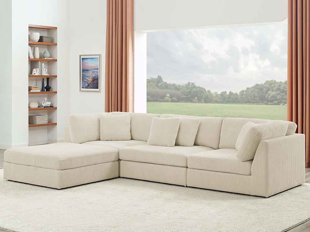 4 Seater Modular Sofa Corner Curved Couches with Ottoman