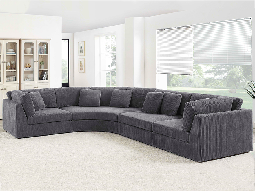 4 Seater Modular Sofa Corner Curved Sectional Sofa