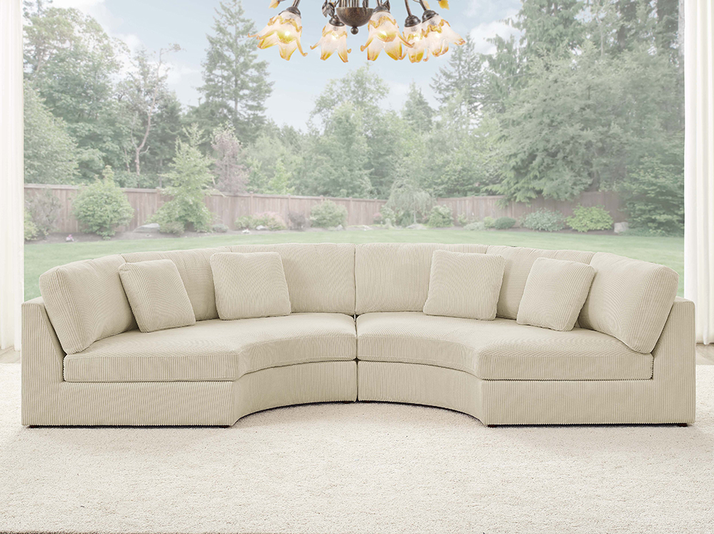 2-Seat Sectional Curved Modular Sofa for Small Spaces