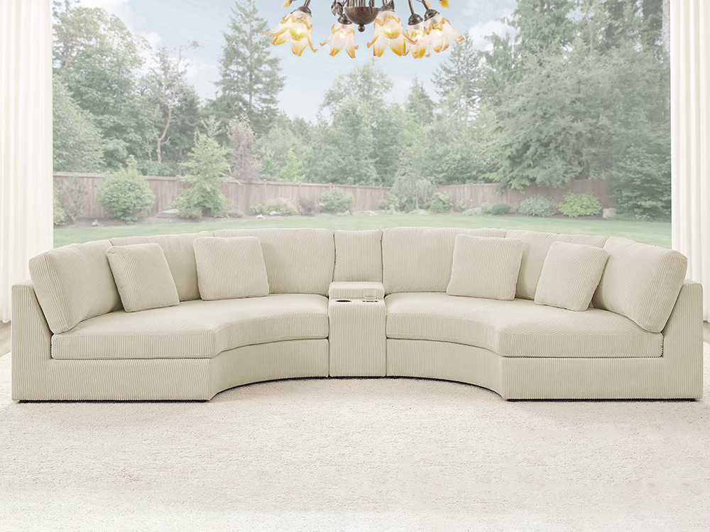 2-Seat Modular Sofa with 1 Cup Holder and Storage Console