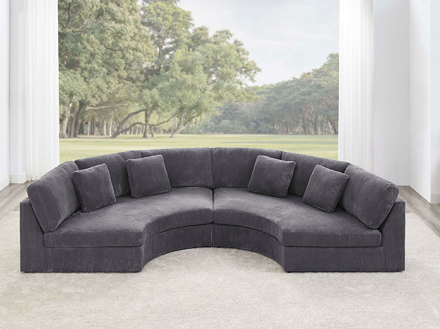 2-Seat Sectional Curved Modular Sofa for Small Spaces