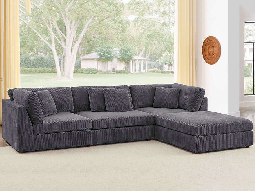 4 Seater Modular Sofa Corner Curved Couches with Ottoman