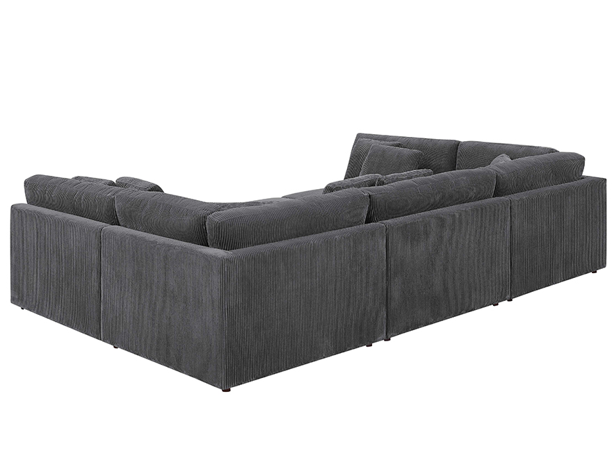 6-Seater Corduroy Modular Corner Sectional Sofa Bed Couch with Ottoman