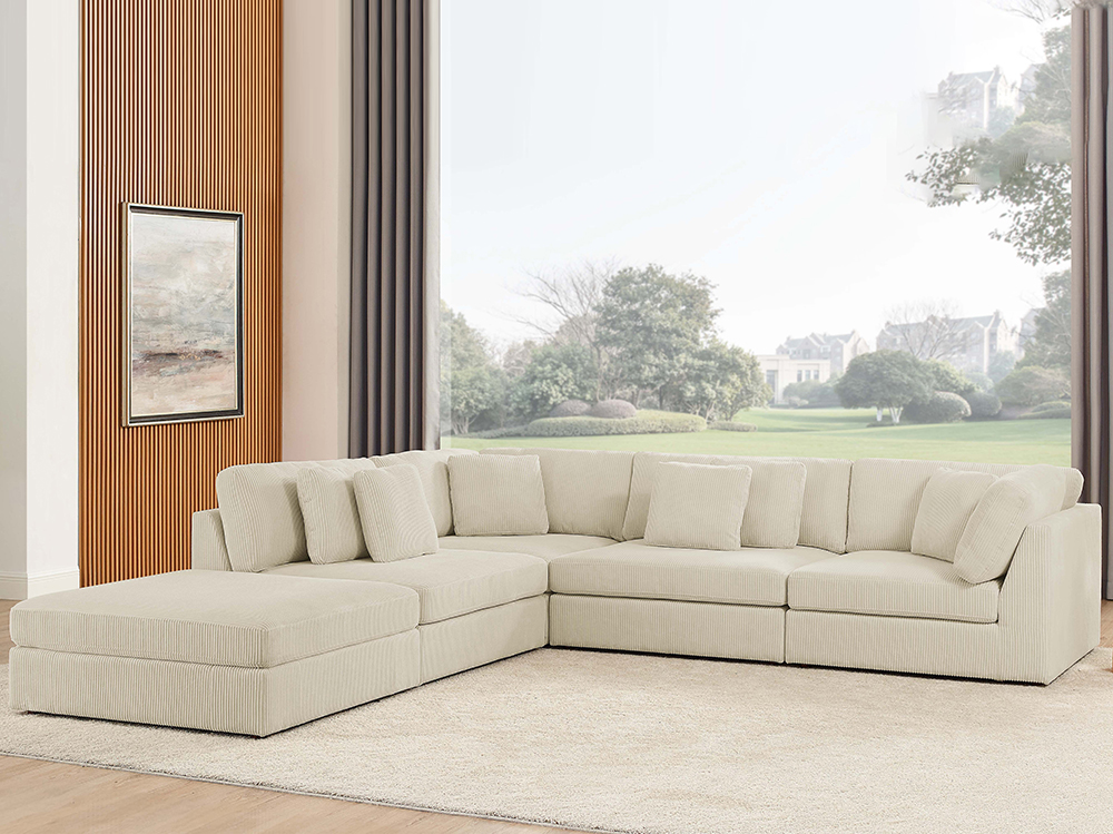 5 Seater L Shaped Corner Lounge with Ottoman