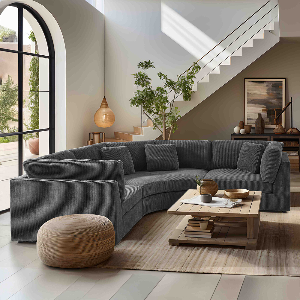 Modular L Shaped Sofa with 1 Curved Sofa