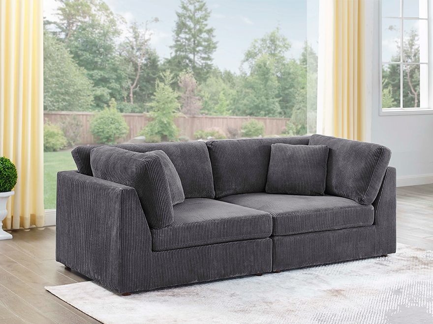 2-Seat L Shaped Corner Sectional Modular Sofa