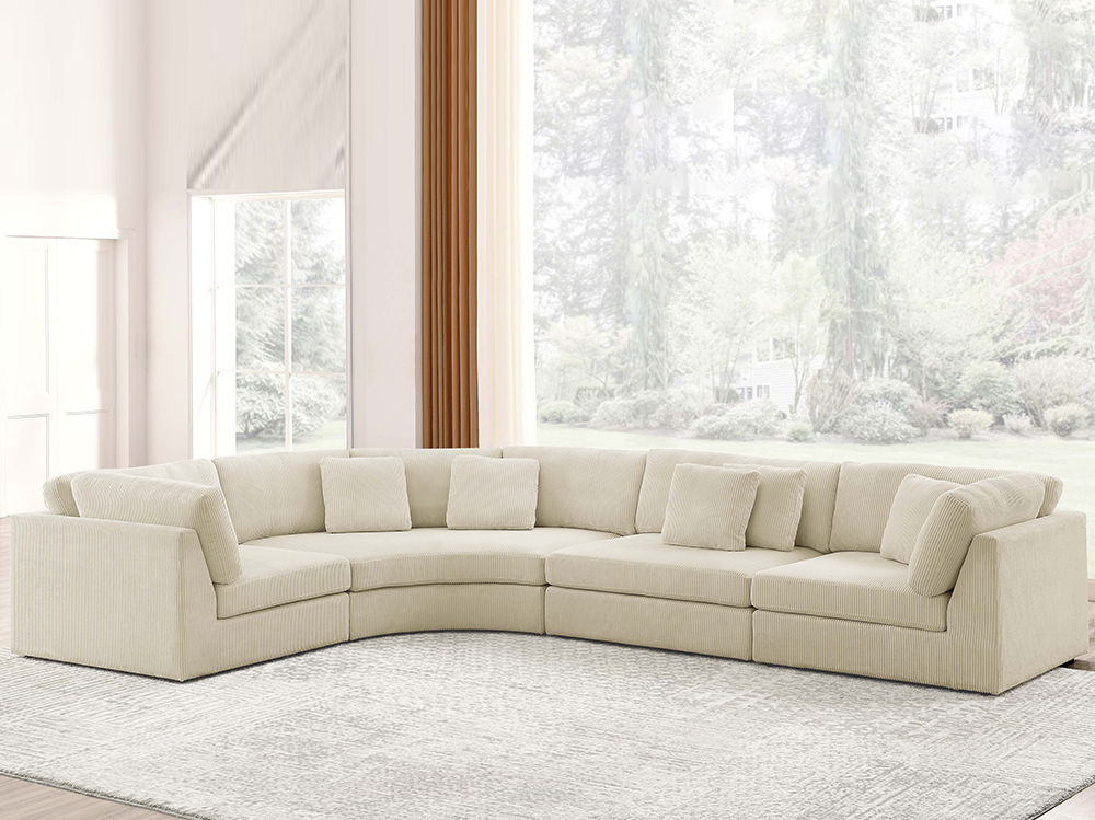 4 Seater Modular Sofa Corner Curved Sectional Sofa