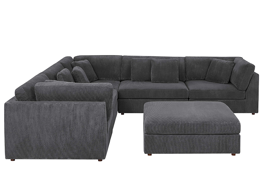 6 Seat L Shaped Modular Sofa with Ottoman for Living Room