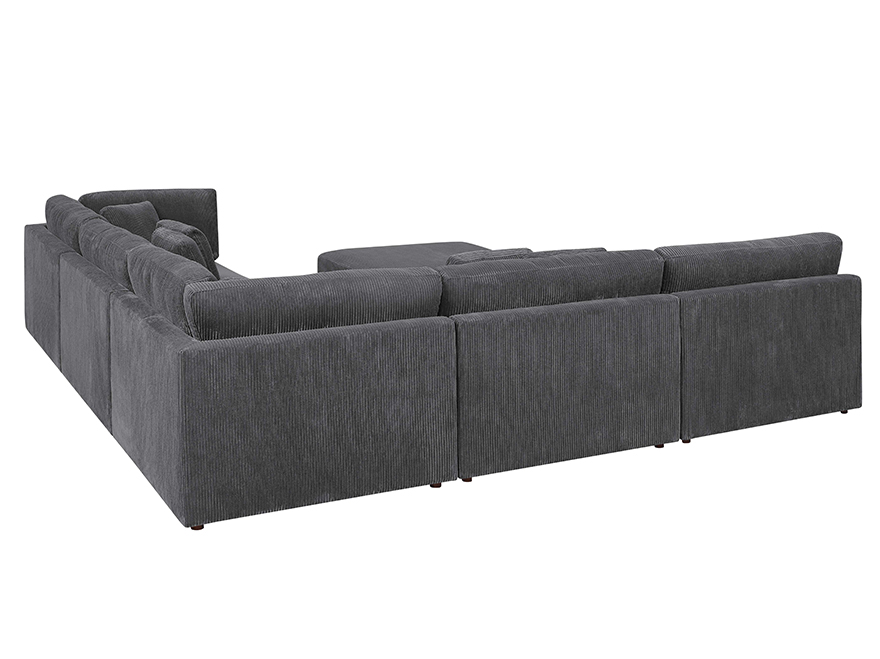 6-Seater Corduroy Modular Corner Sectional Sofa Bed Couch with Ottoman