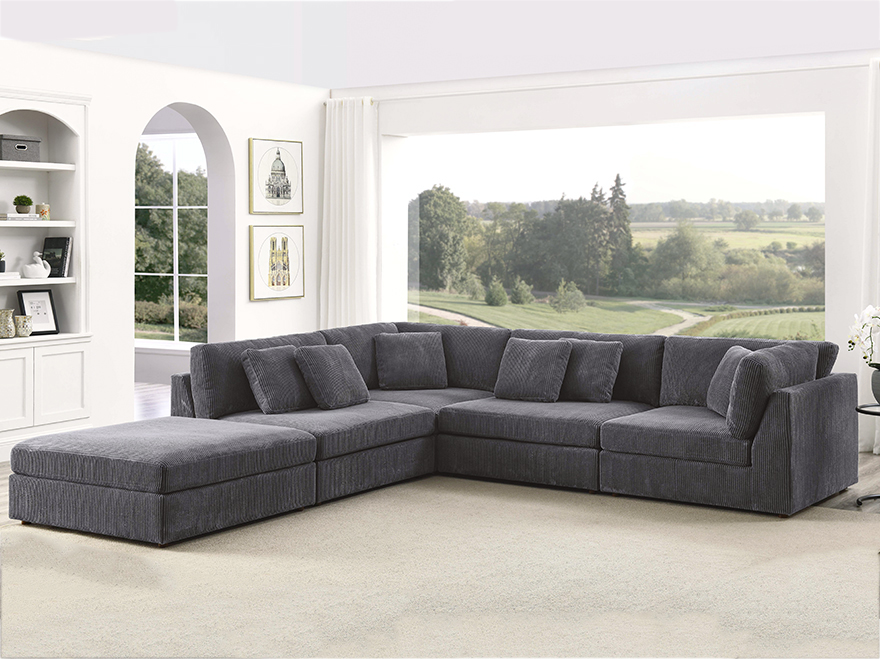 5 Seater L Shaped Corner Lounge with Reversible Ottoman