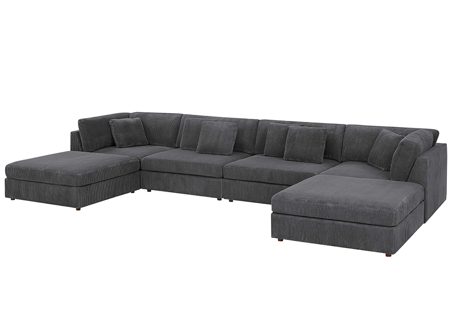 curved couch with ottoman