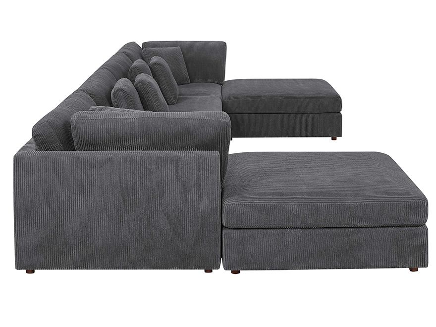 Sectional 6 Piece  U-Shaped Corner Couch Modular with Ottoman