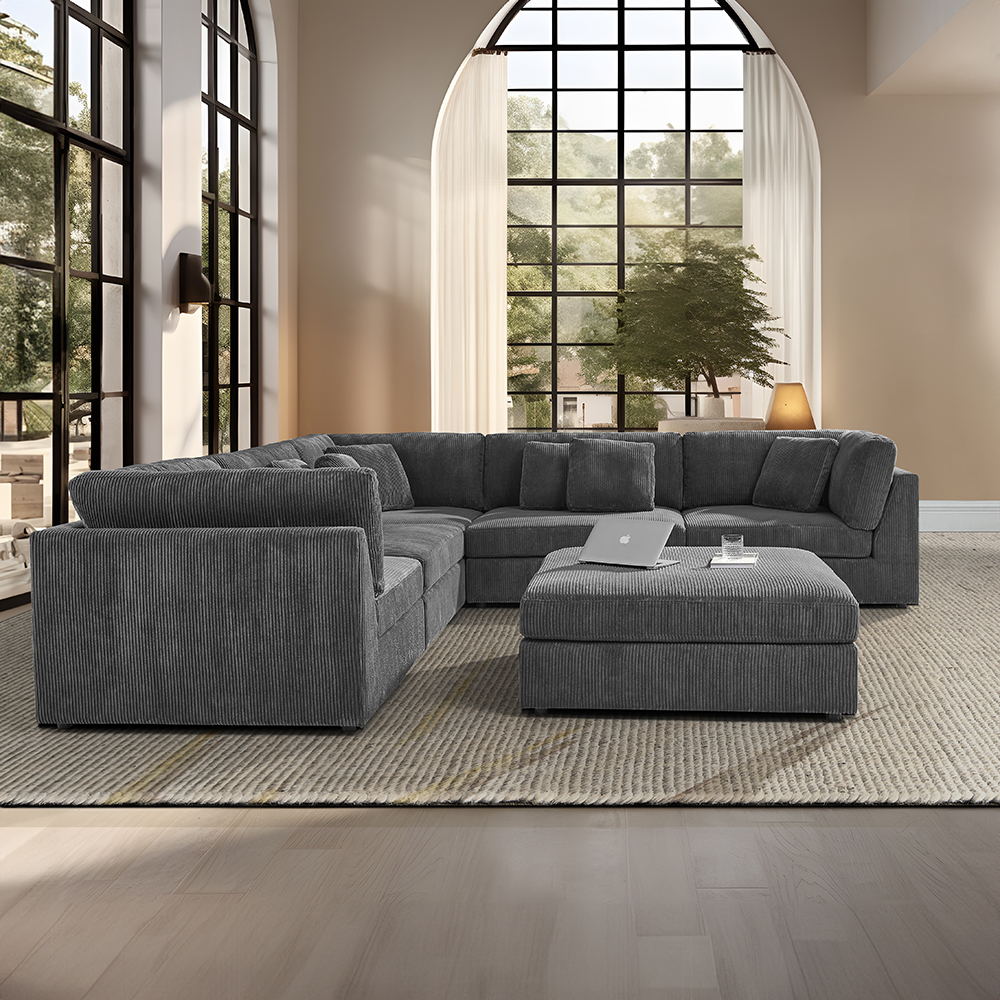 6 Seat Modular Sofa with Ottoman